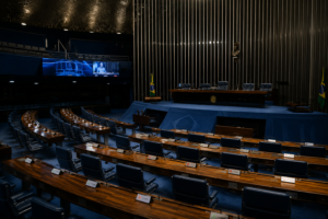 Plenário do Congresso Nacional vazio, ilustrando a falta de padrinho político da reforma tributária.